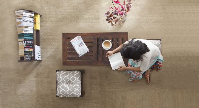 Caffino Coffee Table Set(Walnut&Morocco Lattice Beige)